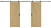 Porta scorrevole doppia con sistema esterno muro 2 x H205 x L93 cm  in Legno e MDF Naturale chiaro - BALERMA