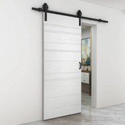 Porta scorrevole reversibile Mast Incisa in mdf bianco, L 93 x H 212 cm, con binario Rodeo