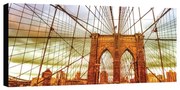 Stampa su tela Tramonto ponte di Brooklyn, multicolore 140 x 70 cm