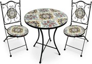 Set Bistrot Tavolo Maioliche D60xH75 Con 2 Sedie Pieghevoli Fiorarte