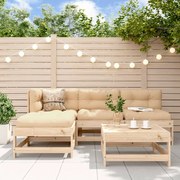 Set divani da giardino 5 pz con cuscini in legno massello