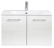 Mobile da bagno sotto lavabo Madeo rovere bianco L 80 x H 48 x P 45 cm 2 ante, lavabo non incluso