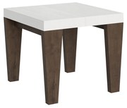 Tavolo allungabile Spimbo Mix piano e gambe in diverse finiture, Bianco Frassino / Noce / 90x90/246 cm