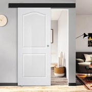 Porta scorrevole Empire in vetro bianco, L 88 x H 220 cm, con binario Atelier nero Sinistra