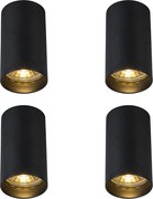 Set di 4 faretti moderni da superficie neri 5,5 cm GU10 50 mm - Tuba