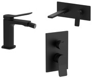 Paffoni Tilt set rubinetteria lavabo a muro bidet senza scarico e miscelatore doccia incasso nero opaco