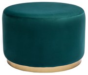 Pouf rotondo in velluto blu petrolio e metallo dorato D54 cm AMAYA