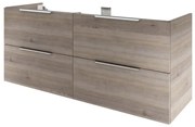Mobile da bagno sotto lavabo SENSEA Neo grigio / argento lucido L 150 x H 64 x P 48 cm 4 cassetti, lavabo non incluso
