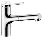 Rubinetto da cucina con doccetta diagonale Zesis Lean argento cromato lucido HANSGROHE
