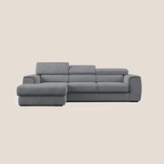 Zeno Divano angolare con pouf estraibile poggiapiedi in tessuto morbido impermeabile T02 grigio