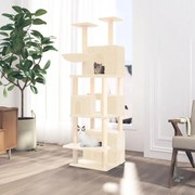 Albero per gatti con tiragraffi in sisal crema 180 cm