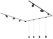 Sistema di illuminazione su binario con 10 luci nere monofase - Magnetic Eggy Puk
