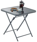 Tavolo da pranzo per giardino Emys NATERIAL in acciaio con piano in vetro grigio per 2 persone 70x70cm