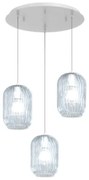 Sospensione bianco 3 luci tonda vetri blu 1181bi-s3 t-bl