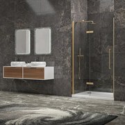Porta doccia 70cm battente e fisso oro spazzolato | KT4000G - KAMALU