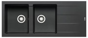 Lavello integrato 2 vasche in granito nero PYRAMIS Athlos L 50 x L 116 cm