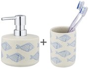 Set di accessori da bagno in ceramica bianca e blu Aquamarin - Wenko