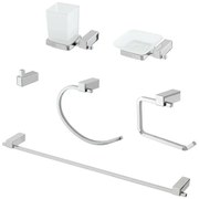 Set accessori a muro 6 pezzi in acciaio cromato e viti incluse Unica