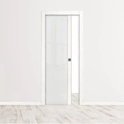 Porta scorrevole Oxford vetrate bianco latte L 60 x H 210 cm reversibile