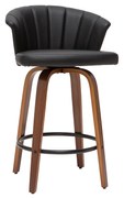 Sgabello da bar design girevole nero e legno scuro H65cm ALBIN