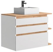 Mobile per bagno sospeso lavabo singolo 94 cm Naturale chiaro e Bianco - ANIDA