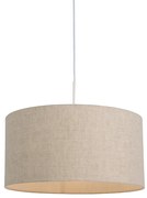 Lampada a sospensione rurale bianca con paralume in cotone grigio chiaro 50 cm - Combi