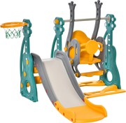 Scivolo per Bambini 152x149x107 cm con Altalena e Canestro Multicolore...