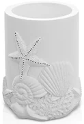 Portaspazzolino da appoggio in resina bianco con decoro marino  Coral
