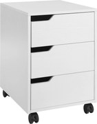 Cassettiera da Ufficio 3 Cassetti Maniglie a Scomparsa 40x50x57,5 cm Bianca...