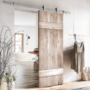 Porta scorrevole reversibile Barn Wenge in inox beige, L 86 x H 215 cm, con binario Toledo