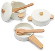 Set di stoviglie in legno per bambini - bianco
