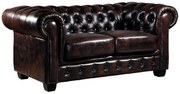 Divano Chesterfield a 2 posti 100% cuoio di bufalo Marrone con riflessi castani - BRENTON