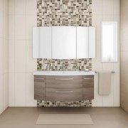 Mobile bagno sospeso con lavabo L 119 x H 48 x P 47 cm rovere terra, 2 ante 2 cassetti per vasca centrale Cassca