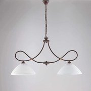 Bonetti Illumina Lampadario in ferro laccato nero con decorazione effetto ruggine e rifiniture oro antico con diffusori in vetro diametro 13 - 2 luci