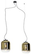 Lampada a sospensione di design nera con vetro oro a 2 luci - Bliss