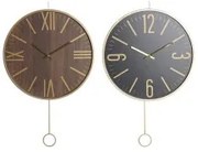 Orologio da Parete DKD Home Decor 40 x 4 x 40 cm Nero Marrone Ferro Pendolo Legno MDF (2 Unità)