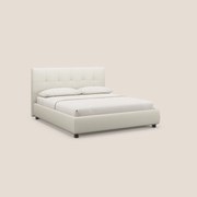 Minato letto imbottito contenitore con testata trapuntata in ecopelle impermeabile T04 bianco