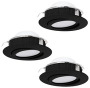 Faretto Ad Incasso Contemporaneo Pineda Policarbonato Nero 3 Luci Led 5,5W