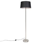 Lampada da terra moderna in acciaio con paralume nero 45 cm - Simplo