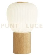 Lampada da tavolo ella - legno e vetro opalino rigato