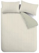 Set copripiumino e federa verde e color crema in cotone per letto matrimoniale 200x200 cm Hampton Stripe – Bianca