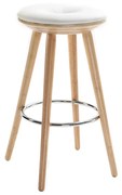 Sgabello da bar scandinavo 65cm PU bianco piedi legno chiaro NORDECO