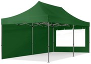 TOOLPORT 3x6m gazebo pieghevole con laterali (finestre panoramiche), PREMIUM acciaio, verde scuro - (600074)