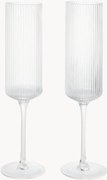 Set di 2 flute da champagne in vetro soffiato Ripple