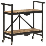 Carrello Da Cucina 87x36x81 Cm İn Legno Massello Di Mango /