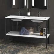 Kamalu - mobile metallico a terra 120 cm con doppio lavabo net-120