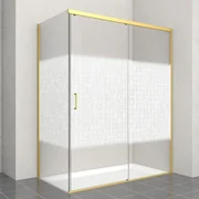 Porta doccia scorrevole Jazz L 140 x H 200cm, Sp. 6 mm in vetro smerigliato profilo dorato