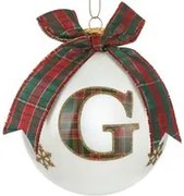 Pallina Natale lettera G tartan vetro 10 cm