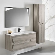 Mobile da bagno sospeso 100 cm HAITI Rovere Grigio con specchio Soul a LED