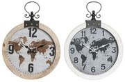 Orologio da Parete DKD Home Decor 40 x 4 x 54 cm Cristallo Ferro Legno MDF Mappamondo (2 Unità)